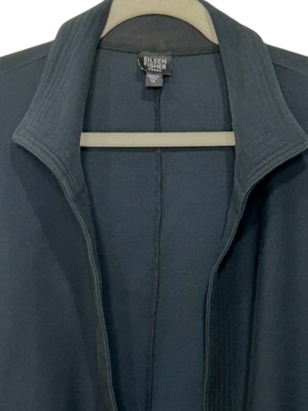 Eileen Fisher Minimalist Black Jacket Casual Luxury Dark Academia Cotton 1X - Picture 3 of 7